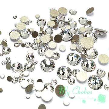 Crystal-Wholesale Swarovski Clear CRYSTAL (001) 2058/2088 Crystal Fatbacks Rhinestones Nail Art Mixed With Sizes Ss5, Ss7, Ss9, Ss12, Ss16, Ss20, Ss30, 144 Piece