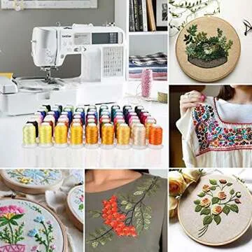 ThreadNanny 63 Colors Premium Polyester Machine Embroidery Thread Set 1100 Yards Each Spool - Compatible with Brother Babylock Singer Janome All Home Embroidery and Sewing Machines