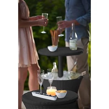 Keter Pacific Cool Bar Outdoor Patio Furniture and Hot Tub Side Table with 7.5 Gallon Beer and Wine Cooler, Dark Grey