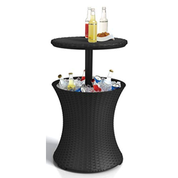 Keter Pacific Cool Bar Outdoor Patio Furniture and Hot Tub Side Table with 7.5 Gallon Beer and Wine Cooler, Dark Grey
