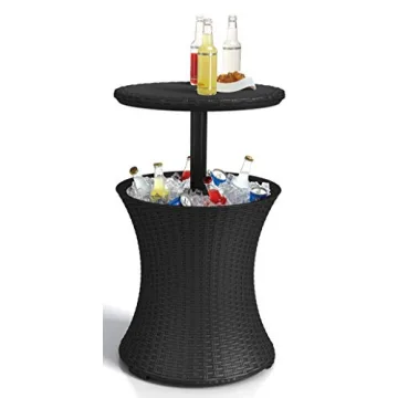 Keter Pacific Cool Bar Outdoor Patio Furniture and Hot Tub Side Table with 7.5 Gallon Beer and Wine Cooler, Dark Grey