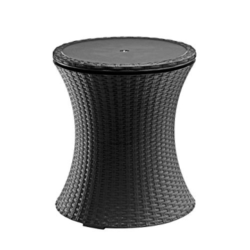 Keter Pacific Cool Bar Outdoor Patio Furniture and Hot Tub Side Table with 7.5 Gallon Beer and Wine Cooler, Dark Grey
