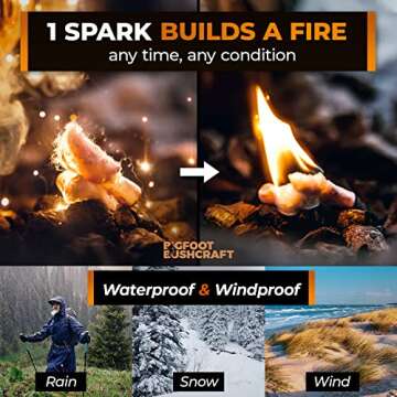 Non-Toxic Waterproof Fire Starters with 5+ Minute Burn for Emergencies, Survival, Campfires, Fire Pi...