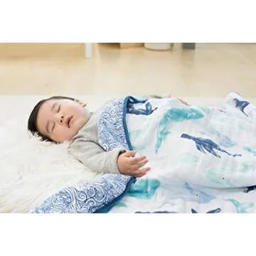 aden + anais 100% Cotton Muslin Baby Blanket Crib Bedding for Newborn Baby and Toddler, Nursery Blanket for Boys and Girls, Baby Registry and Shower Gift - Seafaring, Whale