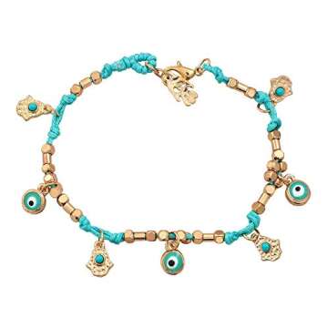 Moonlight Collections Evil Eye Turkish Protection Macrame Jewelry Hamsa Hand Bracelet