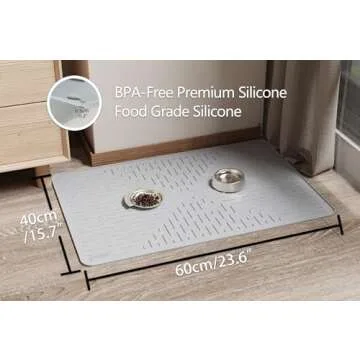 OHMO Cat Litter Mat Silicone Rubber 32x23.5" Formed by 2pc 23.5x16", Trapping Mats Waterproof and Non Slip Kitty Litter Catcher Box Mat, Washable Easy Clean