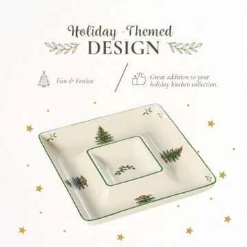 Spode Christmas Tree Chip and Dip Serving Platter 12 Inch