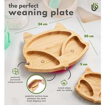 Charming Bamboo Baby Plate with Suction Cup - Fox-Shaped and Eco-Friendly for Toddlers