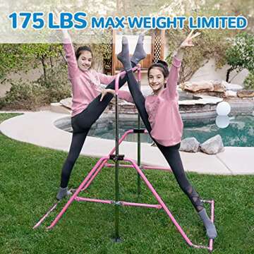 Zupapa Gymnastic Bar for Kids, Gym Training bar for Home, Folding Adjustable Height Expandable Kip Bar, Junior Balance Beam Horizontal Bars Indoor Outdoor, Pink