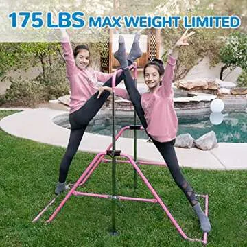 Zupapa Gymnastic Bar for Kids, Gym Training bar for Home, Folding Adjustable Height Expandable Kip Bar, Junior Balance Beam Horizontal Bars Indoor Outdoor, Pink