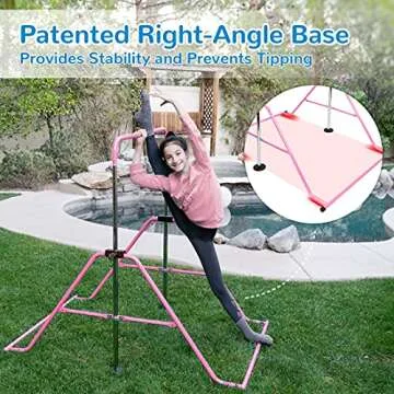 Zupapa Gymnastic Bar for Kids, Gym Training bar for Home, Folding Adjustable Height Expandable Kip Bar, Junior Balance Beam Horizontal Bars Indoor Outdoor, Pink