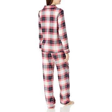 Amazon Brand - Mae Women's Sleepwear Cozy Flannel Notch Collar Pajama Set, Festive Plaid, X-Large