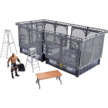 WWE NXT TakeOver War Games Playset with 2 NXT Rings, Keith Lee action figure, 2 Connecting Cages wit...