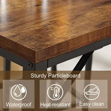 SUPERJARE Bar Table Set, Bar Table and Chairs Set, 3-Piece Dining Table Set, Bar Height Counter with 2 Stools, Industrial Breakfast Table Set for Kitchen, Living Room - Rustic Brown