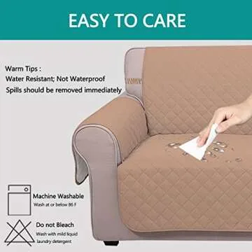 U-NICE HOME Reversible Sofa Cover Couch Cover for Dogs with Elastic Straps Water Resistant Furniture Protector for Pets Couch Cover for 3 Cushion Couch (Sofa, Camel/Ivory)