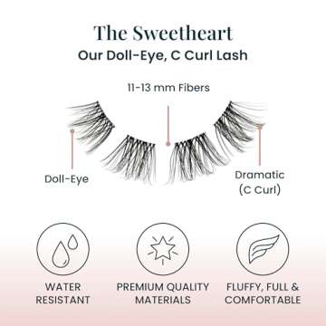 Sweetheart Doll-Eyed Lashes – Doll-Eyed Lash Clusters for Women - Salon Quality At Home Eyelashes Extension Kit - 6 Lash Sets - No Lash Glue Included