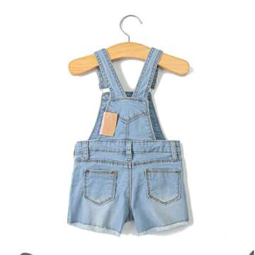KIDSCOOL SPACE Baby Boy Girl Jean Shorts,Toddler Denim Cute Summer Shortalls,Light Blue,12-18 Months