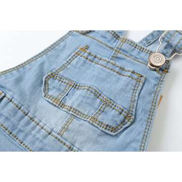 KIDSCOOL SPACE Baby Boy Girl Jean Shorts,Toddler Denim Cute Summer Shortalls,Light Blue,12-18 Months