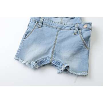 KIDSCOOL SPACE Baby Boy Girl Jean Shorts,Toddler Denim Cute Summer Shortalls,Light Blue,12-18 Months