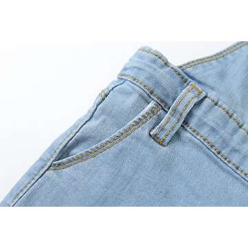 KIDSCOOL SPACE Baby Boy Girl Jean Shorts,Toddler Denim Cute Summer Shortalls,Light Blue,12-18 Months