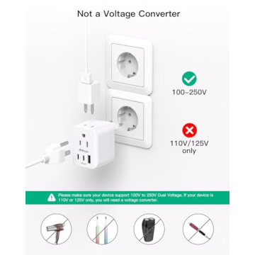 Compact European Travel Plug Adapter - 2 Pack