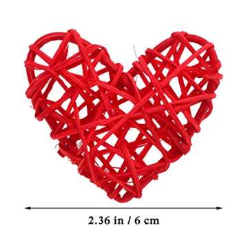 Natural Wicker Rattan Heart Shaped Balls DIY Craft Vase Filler Hanging Balls Ornaments for Wedding B...