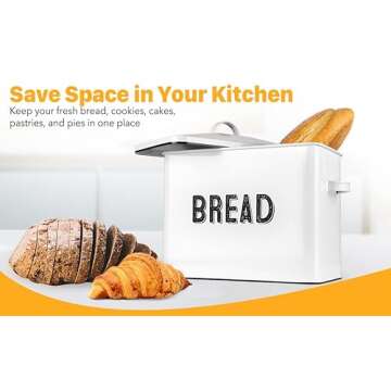 Granrosi Large Bread Box for Kitchen Countertop, Bread Storage Container, Breadbox, Bread Container,...