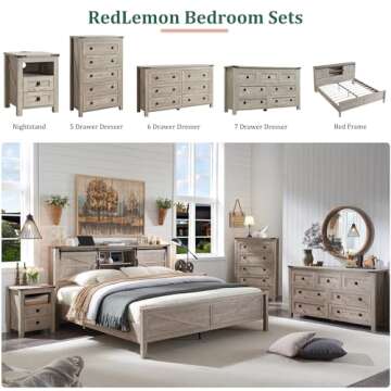 RedLemon Rustic 8-Drawer Dresser for Charming Storage