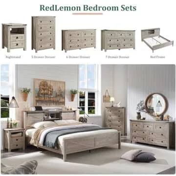 RedLemon Rustic 8-Drawer Dresser for Charming Storage
