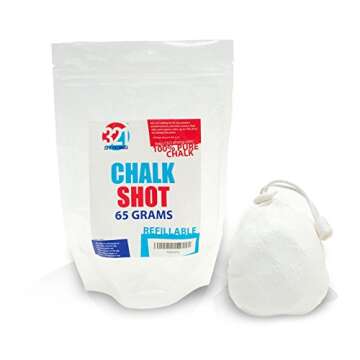 321 STRONG Refillable Chalk Ball with 65 Gram (2.3 oz) Capacity, Comes Full - for Rock Climbing, Gym Workouts, Billiards, and More