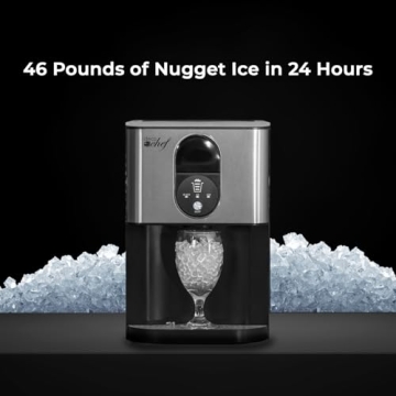 Deco Chef Self Dispensing Nugget Ice Maker Countertop, 46LB Per Day Automatic Chewable Ice, 1.8LB Per Hour, Additional 2-Year CPS Protection Plan Included