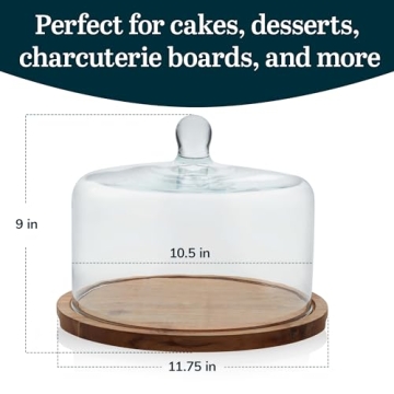 Elegant Libbey Acacia Wood Cake Stand with Dome Lid