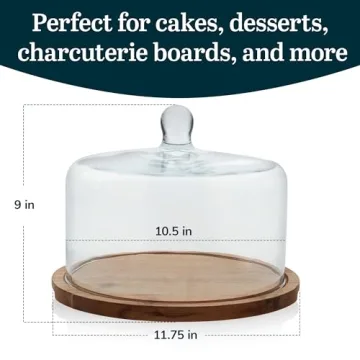 Elegant Libbey Acacia Wood Cake Stand with Dome Lid