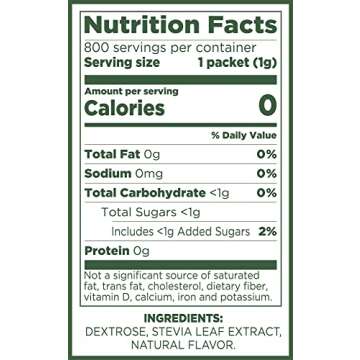 Pure Via Stevia Sweetener 28.2oz (800 packets)