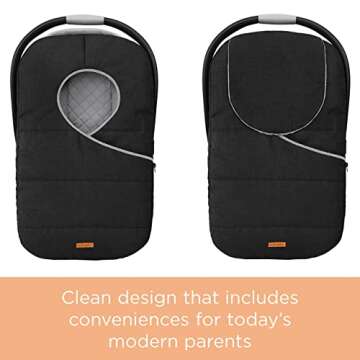 Winter Carseat Cover for Baby | Infant Car Seat Cover Baby | Doona Accessories | Winter Car Seat Canopy for Boys & Girls | New Born Essentials Must Haves for Cold Weather | Warm & Thick Fleece (Black)