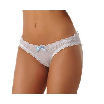 Velvet Kitten by Lingerie Diva Sexy Sheer Ruched Rene Ruffle Panty (Small/Medium, White)