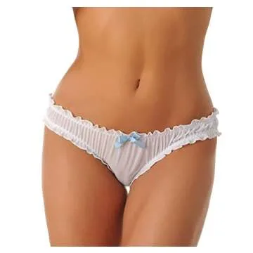 Velvet Kitten Sheer Ruched Panty by Lingerie Diva - White
