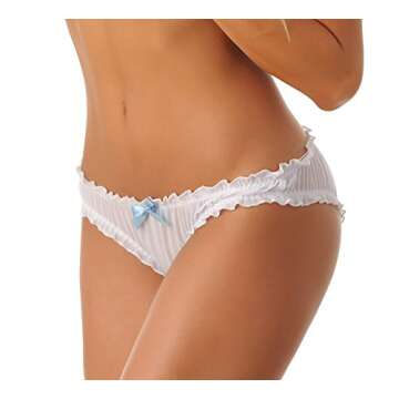 Velvet Kitten by Lingerie Diva Sexy Sheer Ruched Rene Ruffle Panty (Small/Medium, White)