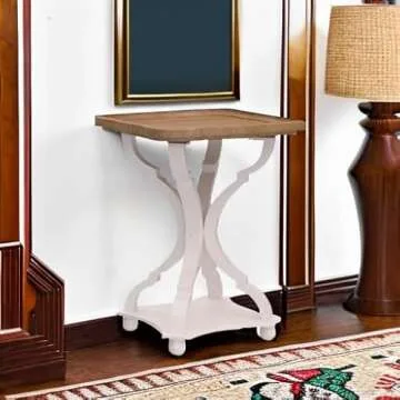 COZAYH Set of 2 Rustic Farmhouse Cottagecore Accent End Table, Natural Tray Top Side Table Nightstan...