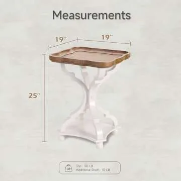 COZAYH Set of 2 Rustic Farmhouse Cottagecore Accent End Table, Natural Tray Top Side Table Nightstand for Family, Dinning or Living Room, Handcrafted Finish, Modern, White