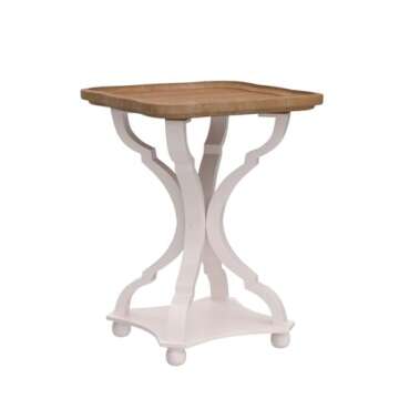 COZAYH Set of 2 Rustic Farmhouse Cottagecore Accent End Table, Natural Tray Top Side Table Nightstand for Family, Dinning or Living Room, Handcrafted Finish, Modern, White