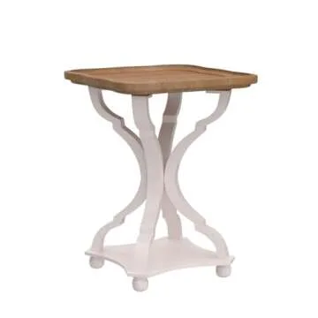 COZAYH Set of 2 Rustic Farmhouse Cottagecore Accent End Table, Natural Tray Top Side Table Nightstand for Family, Dinning or Living Room, Handcrafted Finish, Modern, White