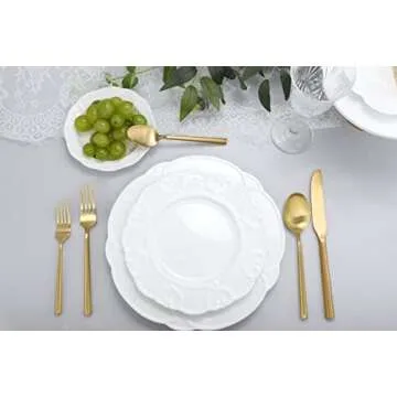 DEACORY Silverware Set Flatware Set Matte Gold Cutlery Set Brushed Brass Heavy Hexagon Handle Stainless Steel 40 Pieces Dishwasher Safe Service for 8