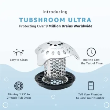 TubShroom Ultra Hair Catcher Stainless Steel Drain Protector