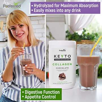 Keto Collagen Protein Powder with MCT Oil – Keto and Paleo Friendly Grass Fed and Pasture Raised Hydrolyzed Collagen Peptides – Fits Low Carb Diet and Keto Snacks – KEYTO Chocolate Flavor