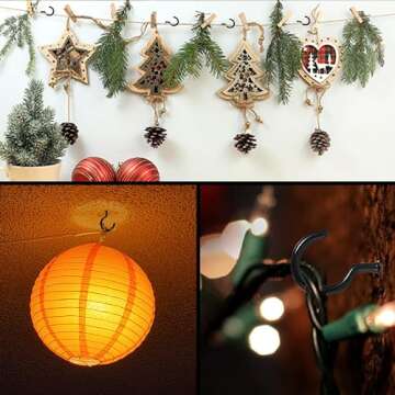 Etoolia Ceiling Hooks - 20 Heavy Duty Vinyl Hooks for Home