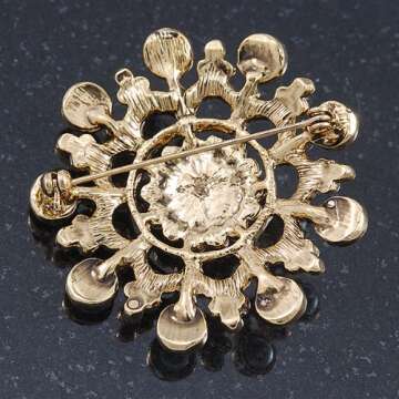 Elegant Vintage Inspired Crystal Faux Pearl Brooch