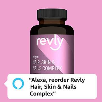 Amazon Brand - Revly Vegan Hair, Skin, & Nails Complex with Biotin 2000 mcg, 90 Capsules, 3 Month Supply