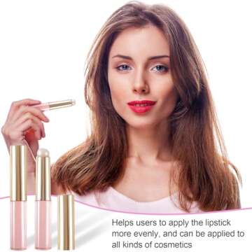 Mxxipp 2pcs Silicone Lip Brush, Portable Round Head Lip Brushes Applicator with Cover, Reusable Makeup Brush Beauty Tool for Lipstick Lip Gloss Balm Mask Concealer Eyeshadow Manicure- Pink