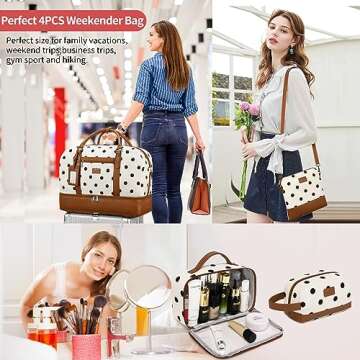 Wogarl 4PCS Weekender Bags for Women Large Overnight Bag Weekend Travel Duffel Bag Carry on Shoulder...